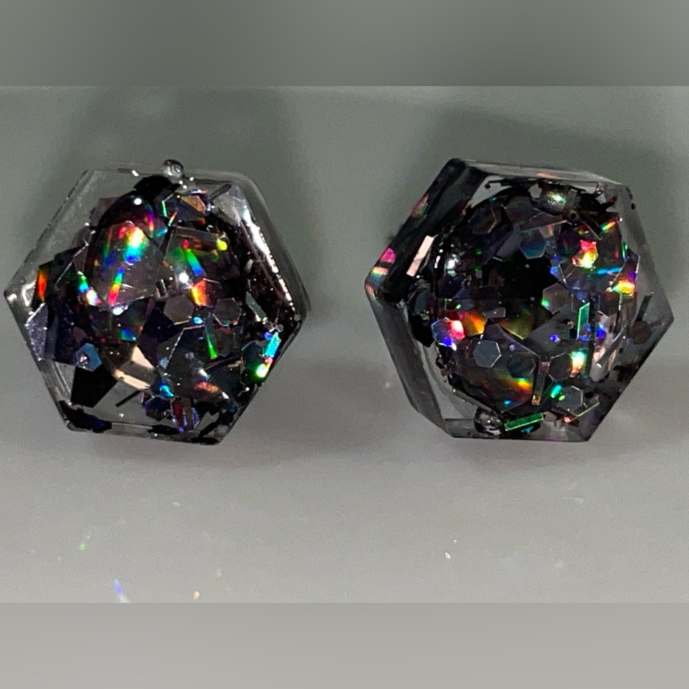 Dark Glitter Stud Earrings